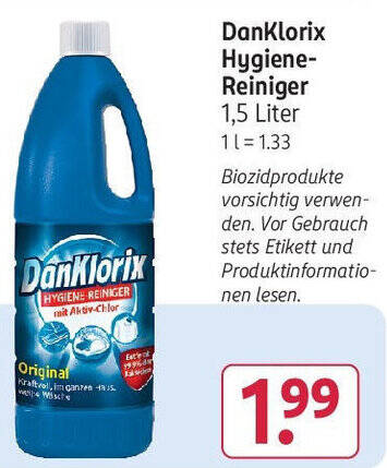 DanKlorix Hygiene Reiniger 1,5 Liter Angebot bei Rossmann