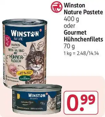 Rossmann Winston Nature Pastete oder Gourmet Hühnchenfilets 70 g Angebot