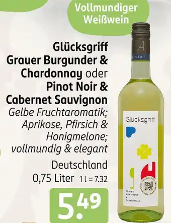 Rossmann Glücksgriff Grauer Burgunder & Chardonnay oder Pinot Noir & Cabernet Sauvignon 0,75 Liter Angebot