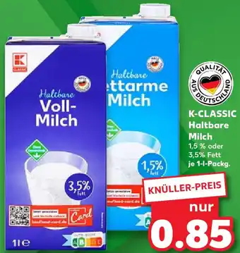 Kaufland K-CLASSIC Haltbare Milch 1 L Packg. Angebot