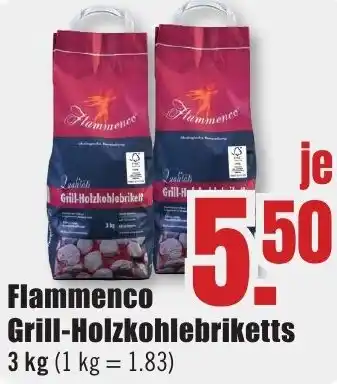 B1 Discount Baumarkt Flammenco Grill-Holzkohlebriketts 3 kg Angebot