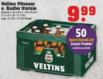 trinkgut Veltins Pilsener o. Radler Steinie 20x0,33L/16x0,5L Angebot