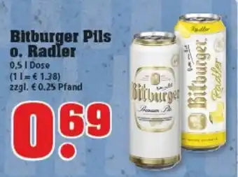 trinkgut Bitburger Pils o. Radler 0,5L Angebot