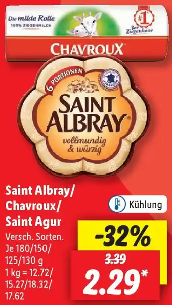 Lidl Saint Albray/ Chavroux/Saint Agur 180/150/125/130 g Angebot