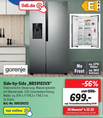 Lidl Gorenje Side by Side NRS9182VX Angebot