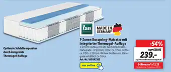 Lidl 7 Zonen Boxspring Matratze mit integrierter Thermogel Auflage Angebot