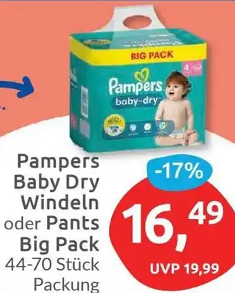 Budni Pampers Baby Dry Windeln oder Pants Big Pack 44-70 Stück Angebot