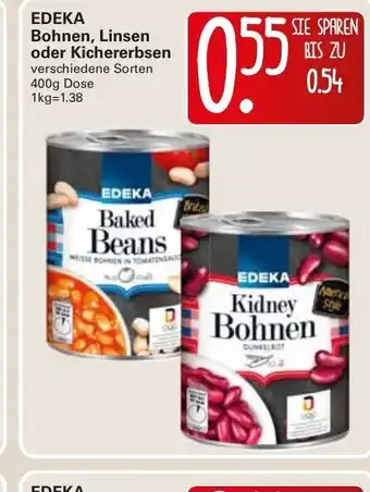 WEZ Edeka Bohnen, Linsen Oder Kichererbsen 400g Angebot