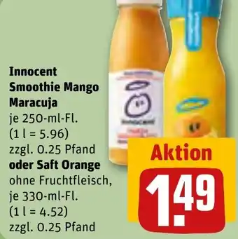 REWE Innocent Smoothie Mango Maracuja 250 ml oder Saft Orange 330 ml Fl. Angebot