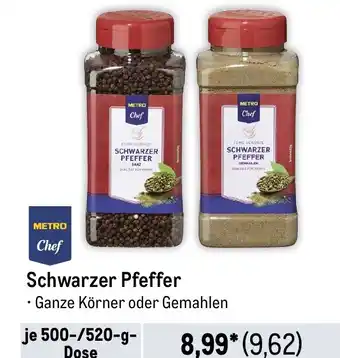 METRO METRO Chef Schwarzer Pfeffer Ganze Körner oder Gemahlen 500/520g Angebot