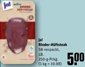 REWE ja! Rinder-Hüftsteak 250 g Pckg. Angebot