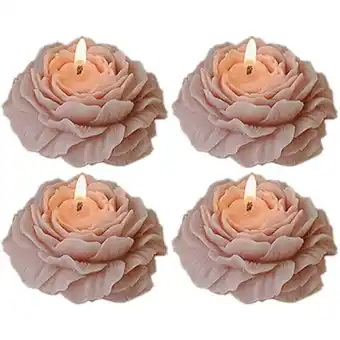 ManoMano 4 pfingstrosenförmige Kerzenornamente, Blumenkerzen, Blumenduftkerzengeschenke Rosa Angebot