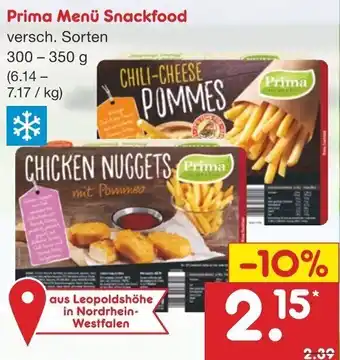 Netto Marken-Discount Prima Menü Snackfood 300-350g Angebot