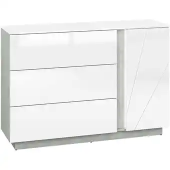 ManoMano Wohn-/Esszimmer Sideboard in Beton Optik mit weiß Glanz LAGONEGRO-131, b/h/t ca. 138/95/40 cm - weiß Angebot