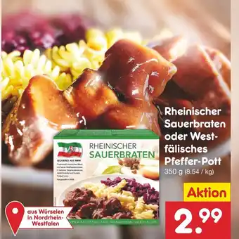 Netto Marken-Discount Rheinischer Sauerbraten oder Westfälisches Pfeffer Pott 350g Angebot