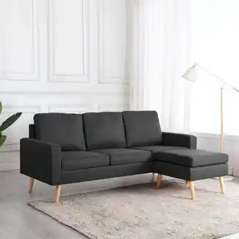 ManoMano 3-Sitzer-Sofa mit Hocker Dunkelgrau Stoff Angebot