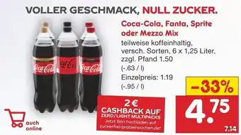 Netto Marken-Discount Coca Cola, Fanta ,Sprite oder Mezzo Mix 6x1,25L Angebot