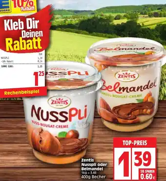 Edeka Zentis Nusspli oder Belmandel 400g Angebot