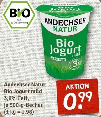 nahkauf Andechser Natur Bio Jogurt mild 500 g Becher Angebot