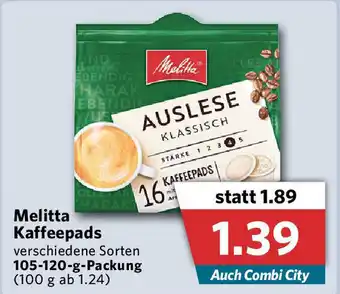 Combi Melitta Kaffeepads 105-120g Angebot