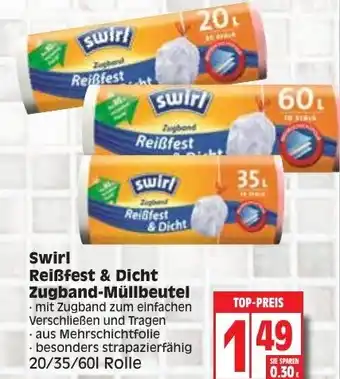 Edeka Swirl Reibfest & Discht Zugband-Mullbeutel 20/35/60l Angebot