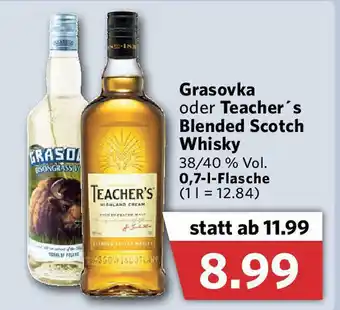 Combi Grasovka oder Teacher's Blended Scotch Whisky 0,7L Angebot