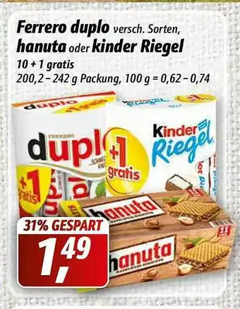 Simmel Ferrero Duplo, Hanuta Oder Kinder Riegel Angebot