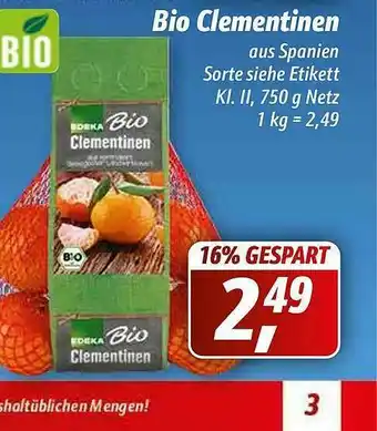 Simmel Bio Clementinen Angebot