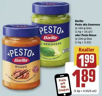 REWE Barilla Pesto alla Genovese 190 g oder Pesto Rosso 200 g Glas Angebot