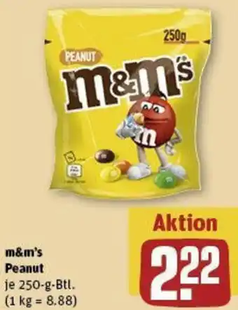 REWE m&m's Peanut 250 g Btl. Angebot