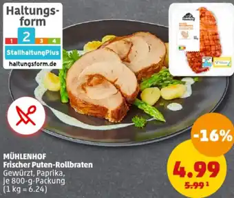 PENNY MÜHLENHOF Frischer Puten-Rollbraten 800 g Packung Angebot