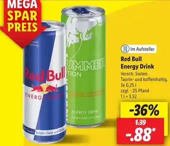 Lidl Red Bull Energy Drink 0,25 L Angebot