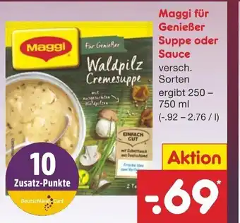 Netto Marken-Discount Maggi für Genießer Suppe oder Sauce 250-750ml Angebot