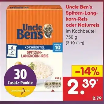 Netto Marken-Discount Uncle Ben's Spitzen Langkorn Reis oder Naturreis 750g Angebot