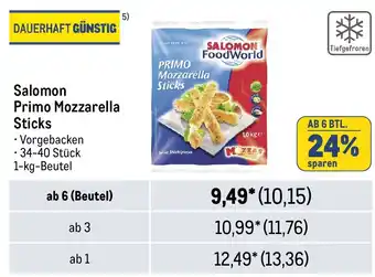 METRO SALOMON FoodWorld PRIMO Mozzarella Sticks 1-kg-Beutel Angebot