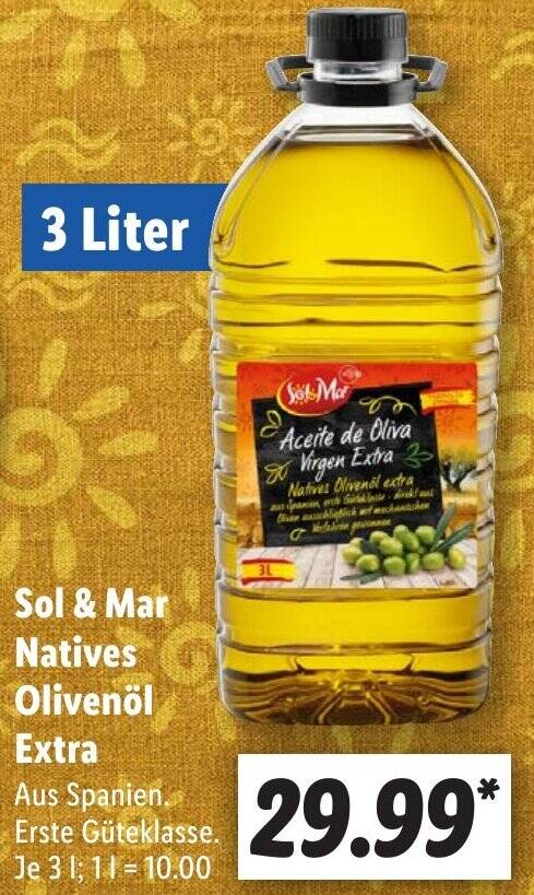 Sol & Mar Natives Olivenöl Extra 3 Liter Angebot bei Lidl