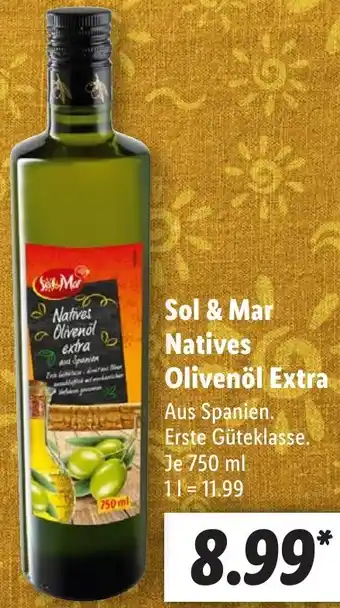 Lidl Sol & Mar Natives Olivenöl Extra 750 ml Angebot