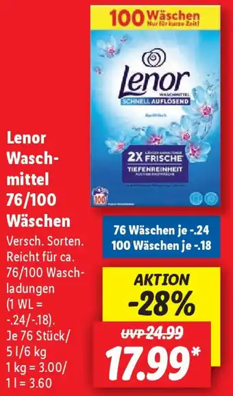 Lidl Lenor Waschmittel 76/100 Wäschen Angebot