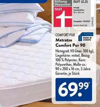 Aldi Süd COMFORT PUR Matratze Comfort Pur 90 Angebot