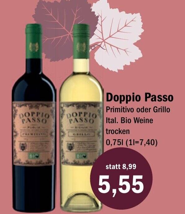 Doppio Passo Primitivo oder Grillo Ital. Bio Weine trocken 0,75L ...