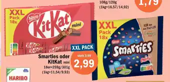 Aktiv Irma Nestle Smarties oder KitKat mini 18er-259g/301g Angebot