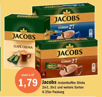 Aktiv Irma Jacobs Instantkaffee Sticks 2in1, 3in1 und weitere Sorten 6-25er Packung Angebot