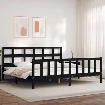 ManoMano Massivholzbett mit Kopfteil，Schlafzimmerbett，Doppelbett，Bett für Jugendliche，Erwachsene， ältere Menschen Schwarz 200x200 cm B Angebot