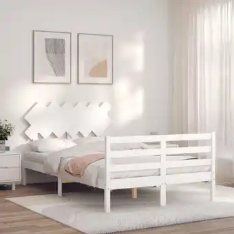 ManoMano Maisonchic - Massivholzbett mit Kopfteil, Doppelbett, Schlafzimmerbett, Bettgestell Weiß LLLA174764 Angebot