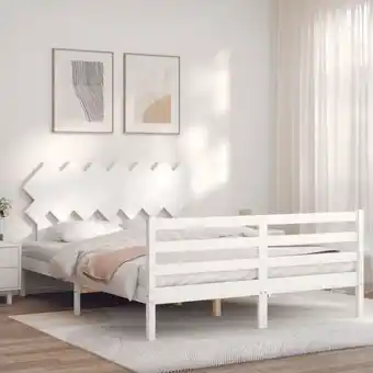 ManoMano Massivholzbett mit Kopfteil, Doppelbett, Schlafzimmerbett, Bettgestell Weiß 140x200 cm LLLA739433 MaisonChic Angebot