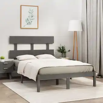 ManoMano Massivholzbett Doppelbett Bett für Schlafzimmer Grau 140x190 cm DE94431 - Grau Angebot