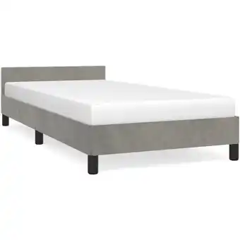 ManoMano Bonnevie - Bettrahmen für Einzelbett,Metallbett, Bettgestell mit Kopfteil Hellgrau 90x190 cm Samt 30755 Angebot