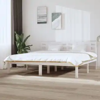 ManoMano Bonnevie - Elegantes Bettgestell für Erwachsene,Doppelbett Bettrahmen 200x200 cm,Massivholzbett Weiß Kiefer -BVE40519 Angebot