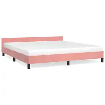 ManoMano Bonnevie - Bettrahmen für Einzelbett,Metallbett, Bettgestell mit Kopfteil Rosa 160x200 cm Samt 68681 Angebot