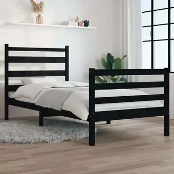 ManoMano Bonnevie - Bett Massivholzbett - Jugendbett Kiefer 90x200 cm Schwarz BV808455 Angebot